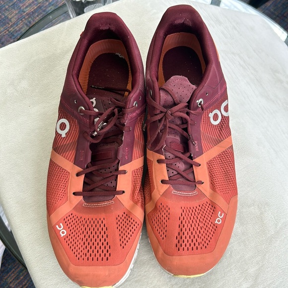 On Cloud Men's Cloudflow Running Shoe - Rust/Limelight - Picture 1 of 4